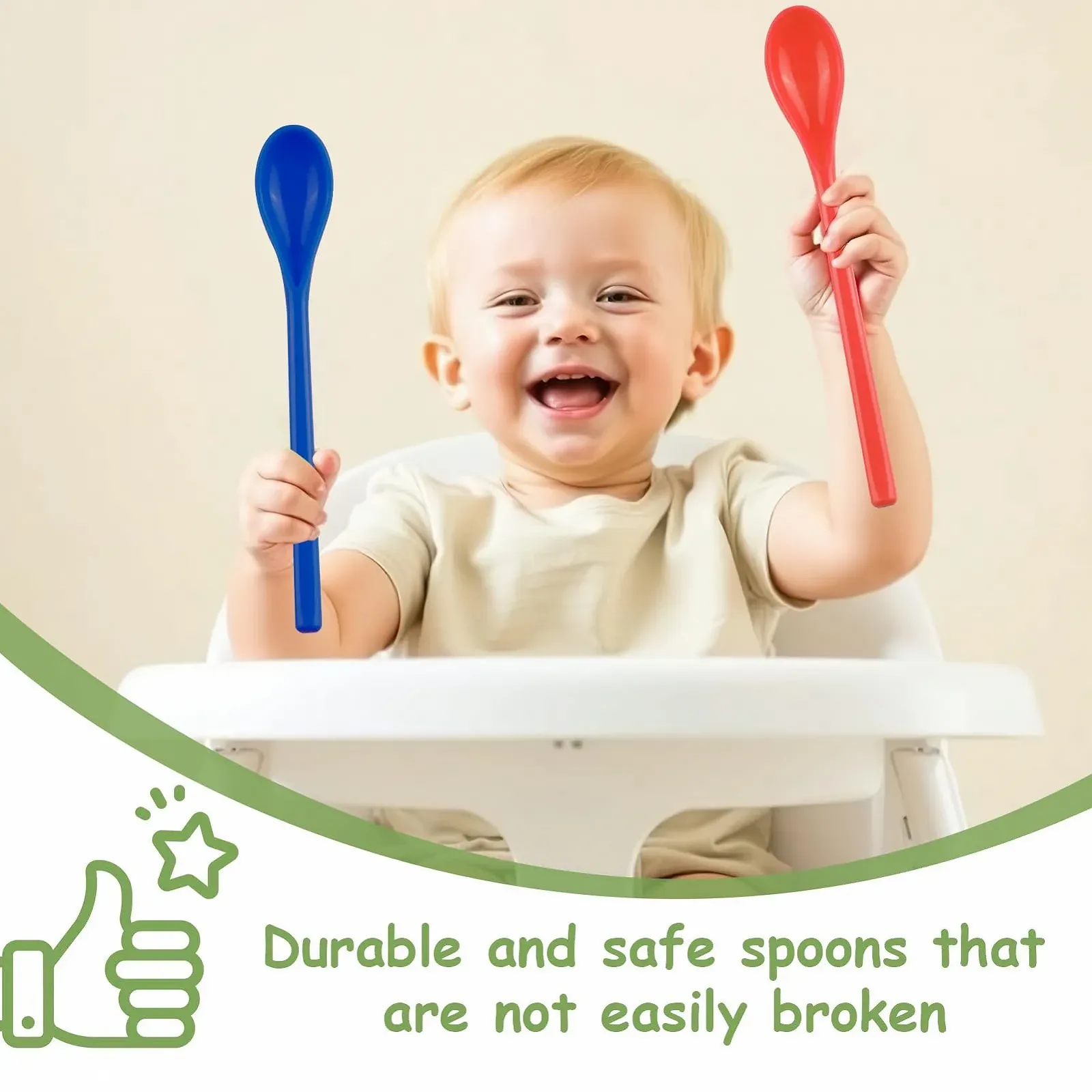 Набір 10 пластикових ложок для яєць, 18.5 см, кольорові, фото №4