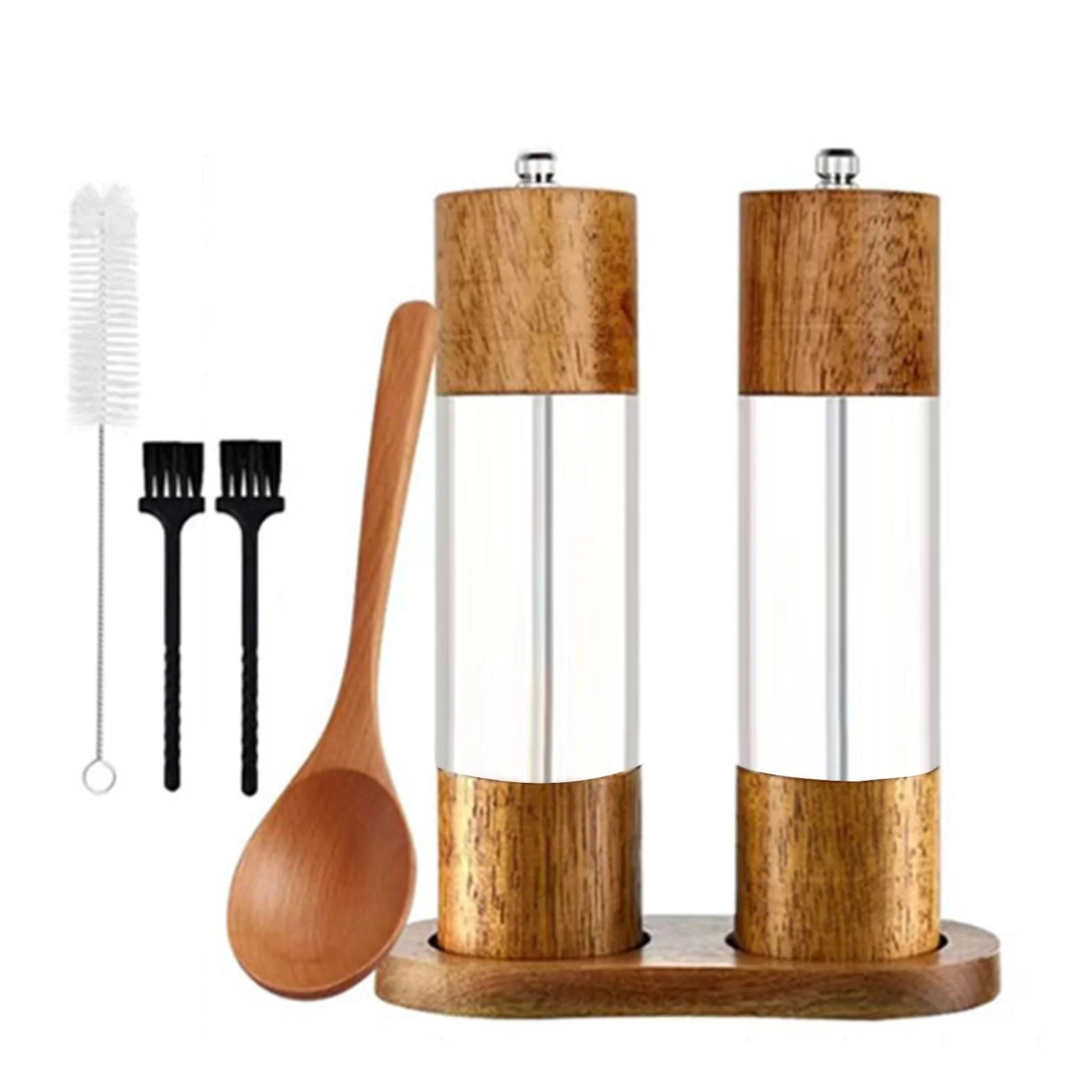 Набор ручных мельниц для специй Регулируемая грубость помола Соль и перец Прозрачный акрил, фото №3 Набор ручных мельниц для специй Регулируемая грубость помола Соль и перец Прозрачный акрил, фото №3