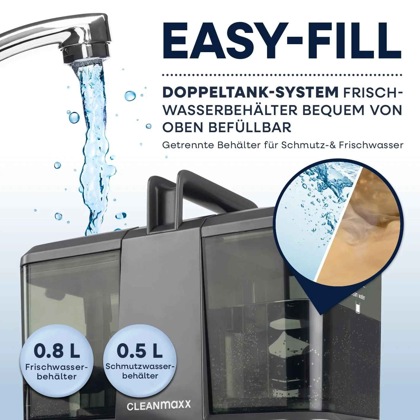 Очисник для оббивки та килимів CLEANmaxx Compact 3-в-1 Подвійна система баків, фото №5