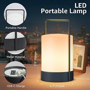 Настільна LED лампа для вулиці акумуляторна бездротова металевий каркас IP44 диммована 8-10 год RGB USB-C зарядка synthetic.ua - Фото 1