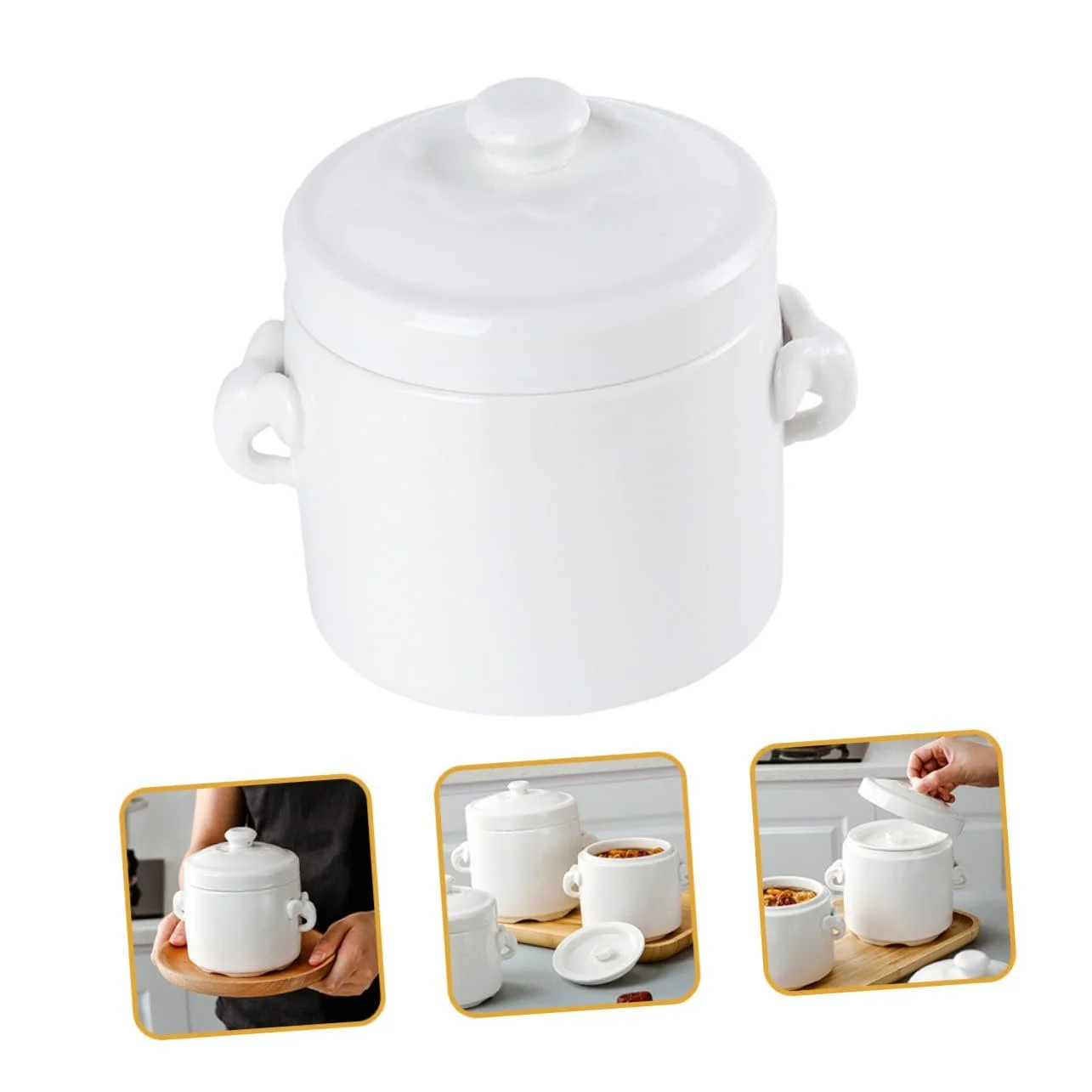 Каструля для тушкування VILLCASE керамічна з кришкою для супу, фото №4 Каструля для тушкування VILLCASE керамічна з кришкою для супу, фото №4