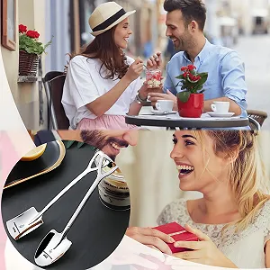 Ложка для мороженого (2 шт в упаковке) с гравировкой Для него и для нее Подарок для пары на Рождество, День рождения, День Святого Валентина, годовщину synthetic.ua - Фото 1