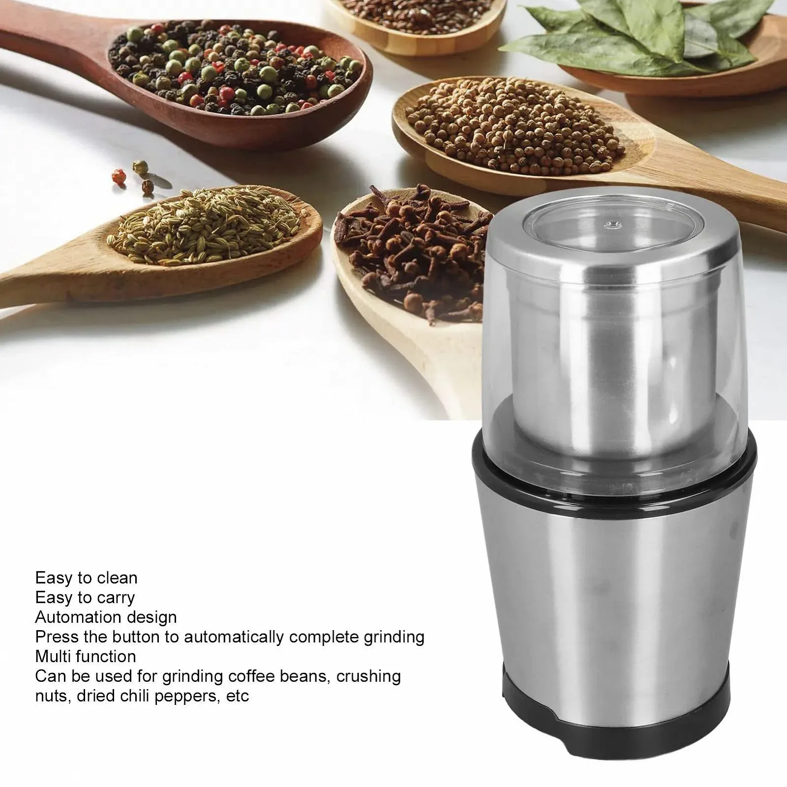 Кавомолка електрична R18 300 Вт, леза з нержавіючої сталі, фото №3 Кавомолка електрична R18 300 Вт, леза з нержавіючої сталі, фото №3