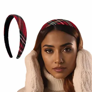 Женский клетчатый обруч для волос Красный - Фото 1