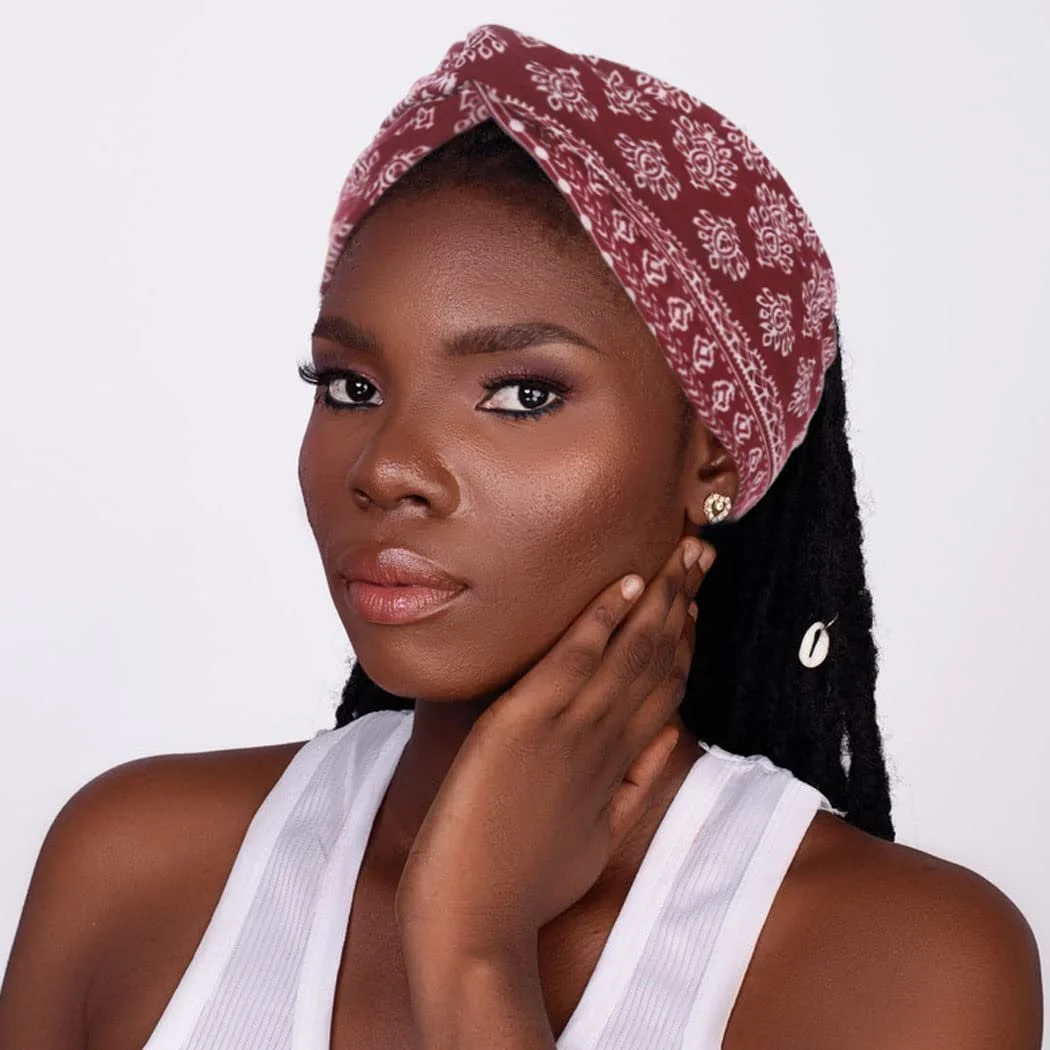 Пов'язка на голову в стилі бохо смужка блакитна Zoestar еластична, фото №4