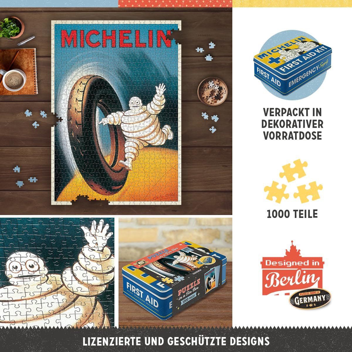 Пазл Nostalgic-Art Michelin First Aid Kit 1000 деталей 68 x 48 см в металлической коробке, фото №3