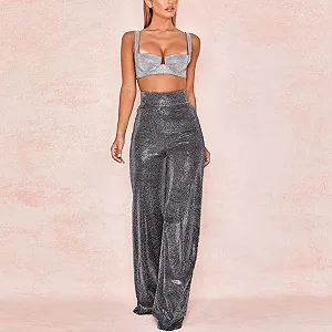 Брюки Клеш Женские Блестящие Палаццо цена на synthetic.ua - Фото 1 Брюки Клеш Женские Блестящие Палаццо synthetic.ua - Фото 1