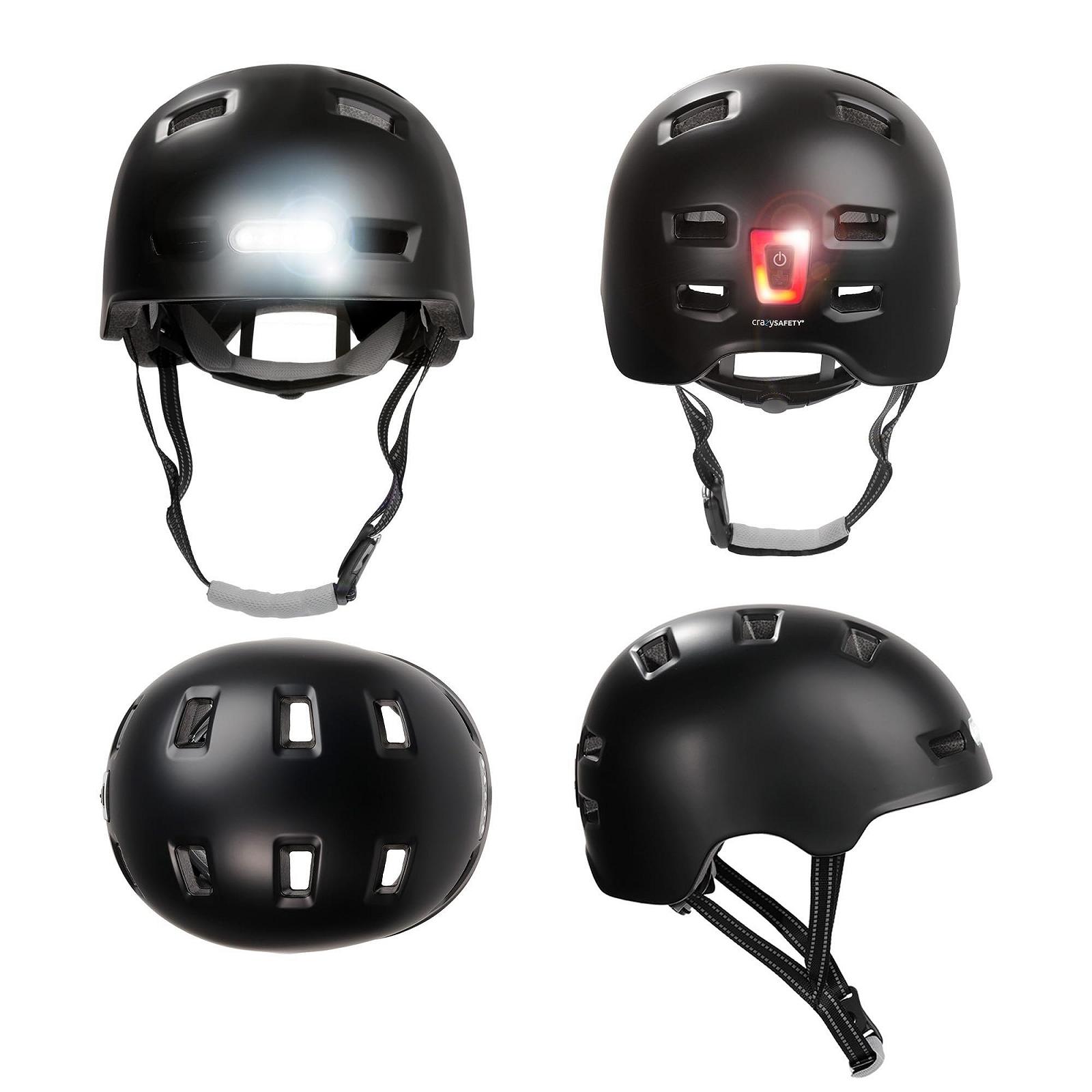 Шолом велосипедний Crazy Safety Vertigo Matt Black з переднім і заднім ліхтарем USB, M 54-57 см, фото №5