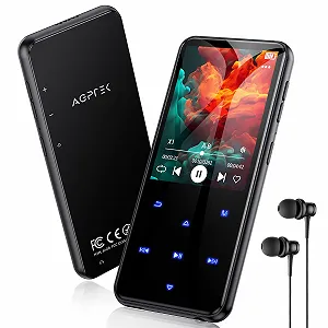 MP3 плеєр AGPTEK 64GB Bluetooth 5.3 Екран 2.4 дюйми TFT Кольоровий HiFi Чорний - Фото 1
