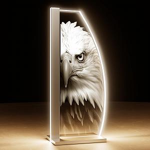 Настільна лампа Animals Eagle Eye LED скляна з гравіюванням срібляста - Фото 1