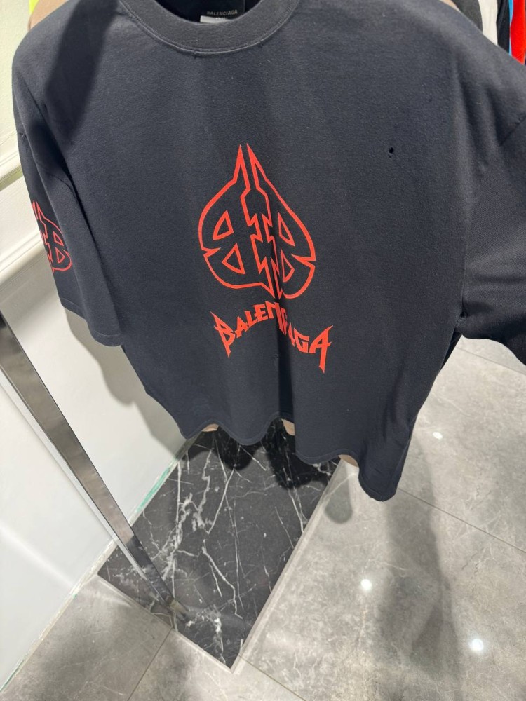 Футболка черная Balenciaga metal bb f644, фото №4
