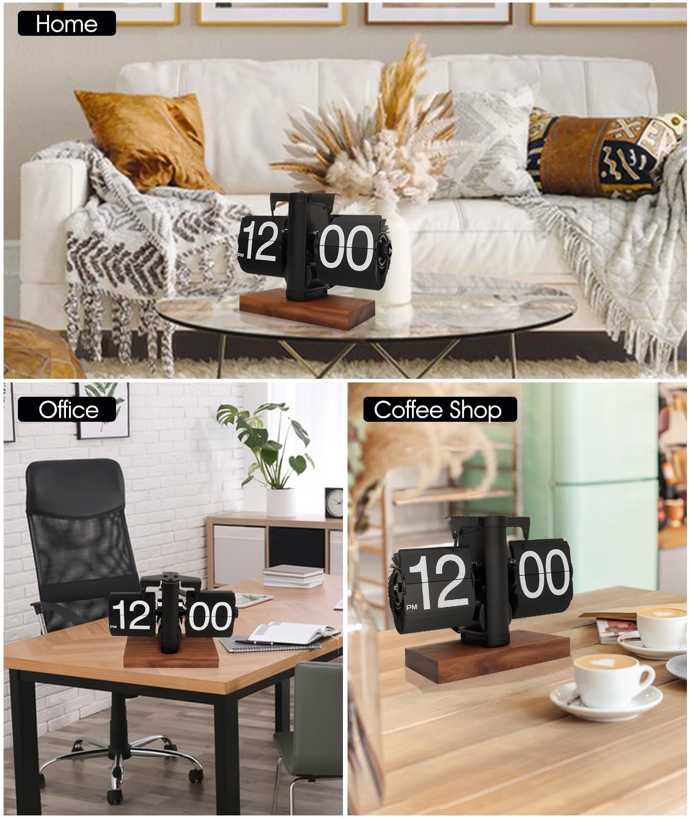 Ретро Годинник Yusat Flip, Вінтажний Настільний Годинник, Цифровий Автоматичний Обертовий, Механічний Настільний Годинник, Чорний, фото №7 Ретро Годинник Yusat Flip, Вінтажний Настільний Годинник, Цифровий Автоматичний Обертовий, Механічний Настільний Годинник, Чорний, фото №7