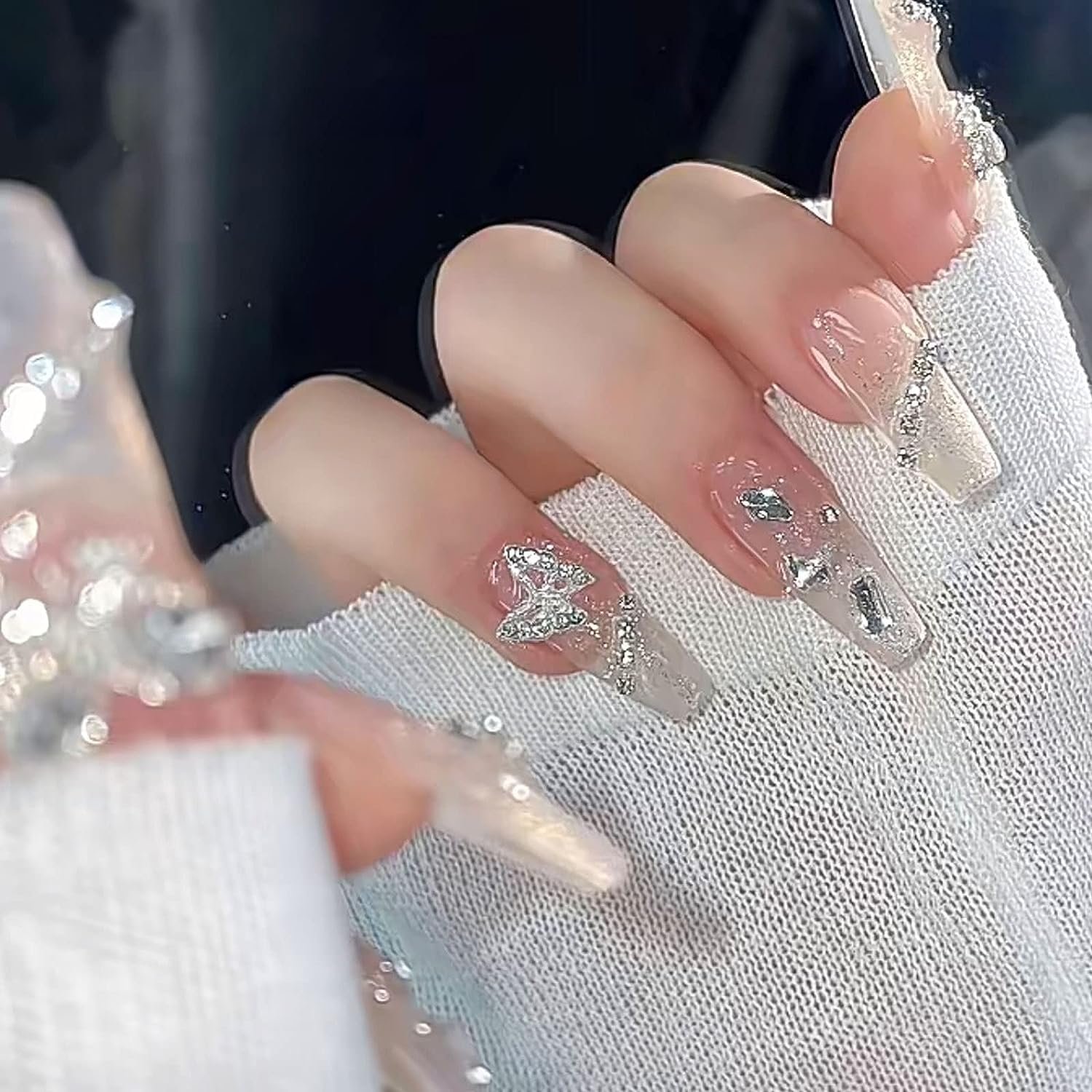 3D Стразы для ногтей Бабочка 20 шт Серебристый, фото №6