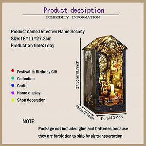Конструктор HJBHDOLL DIY Book Nook Kit 3D деревянный кукольный дом с LED подсветкой для подростков и взрослых (Книга с музыкальной шкатулкой) synthetic.ua - Фото 1