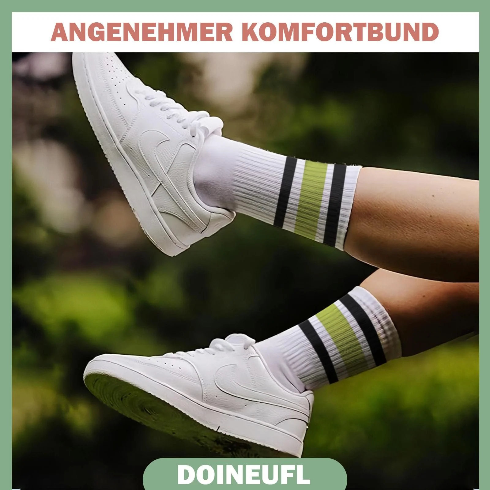 Носки теннисные 4 пары White зеленый, белый голубой, белый розовый, белый черный, фото №4