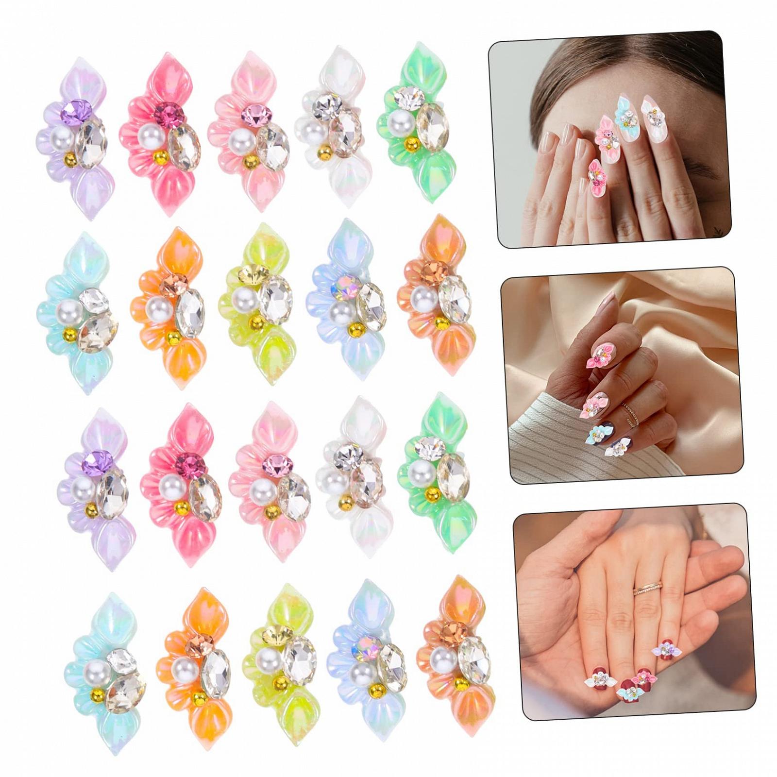 Набор 20 шт. Аксессуары для ногтей Стразы для ногтей Цветочные украшения для ногтей Подвески для акриловых ногтей Смола, фото №6