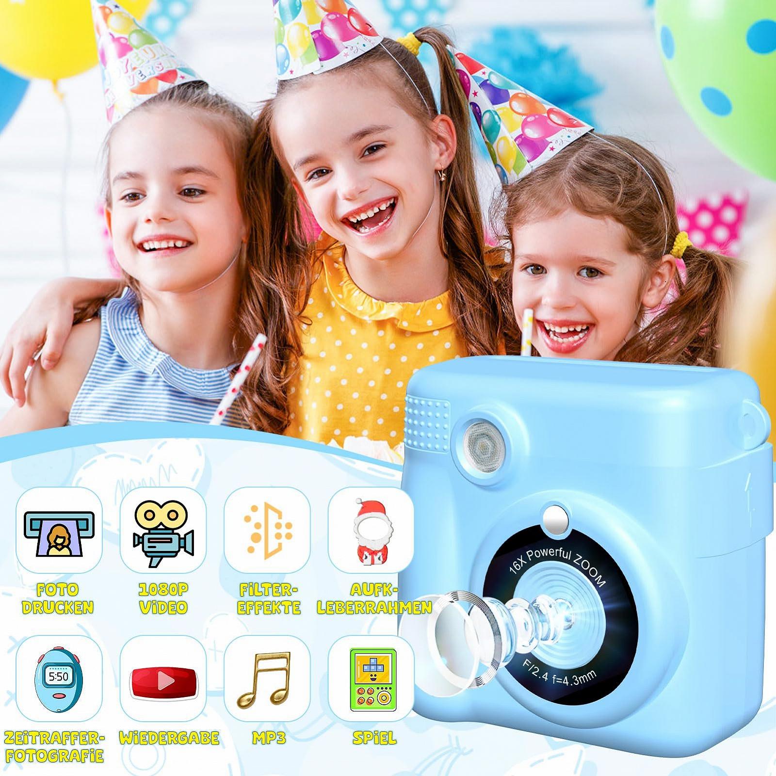 Цифрова Камера Print Instant Camera 1080P Video Camera Чорно-біла Фотокамера Синій, фото №2