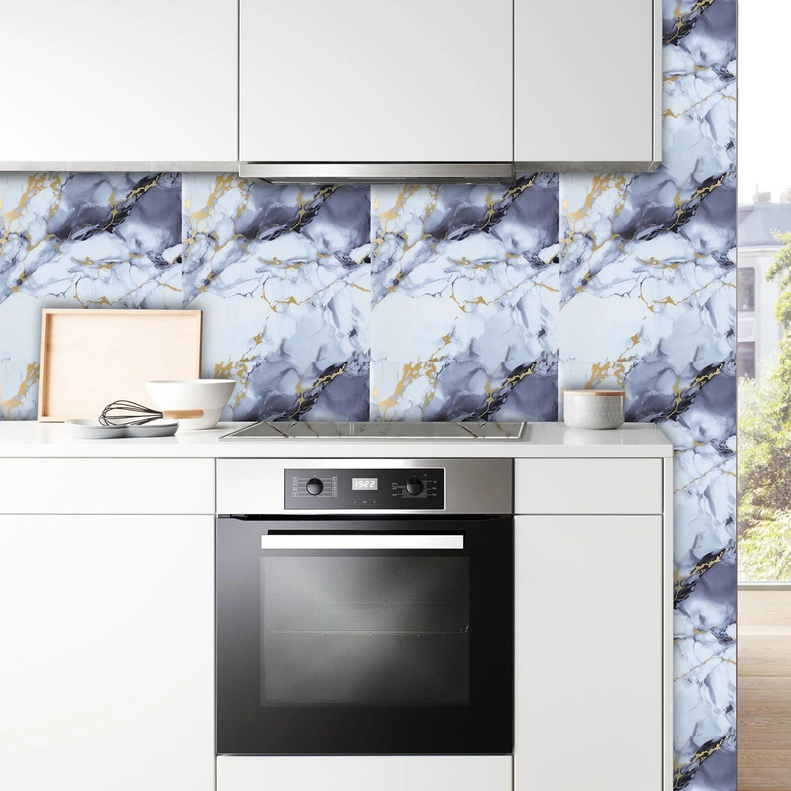 Наклейка на стіну LIFKOME Набір 40 шт Мармурова плитка ПВХ, фото №8