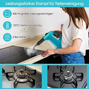 Портативний ручний пароочисник GOPLUS 1500 Вт 400 мл 2 бар Синій synthetic.ua - Фото 1