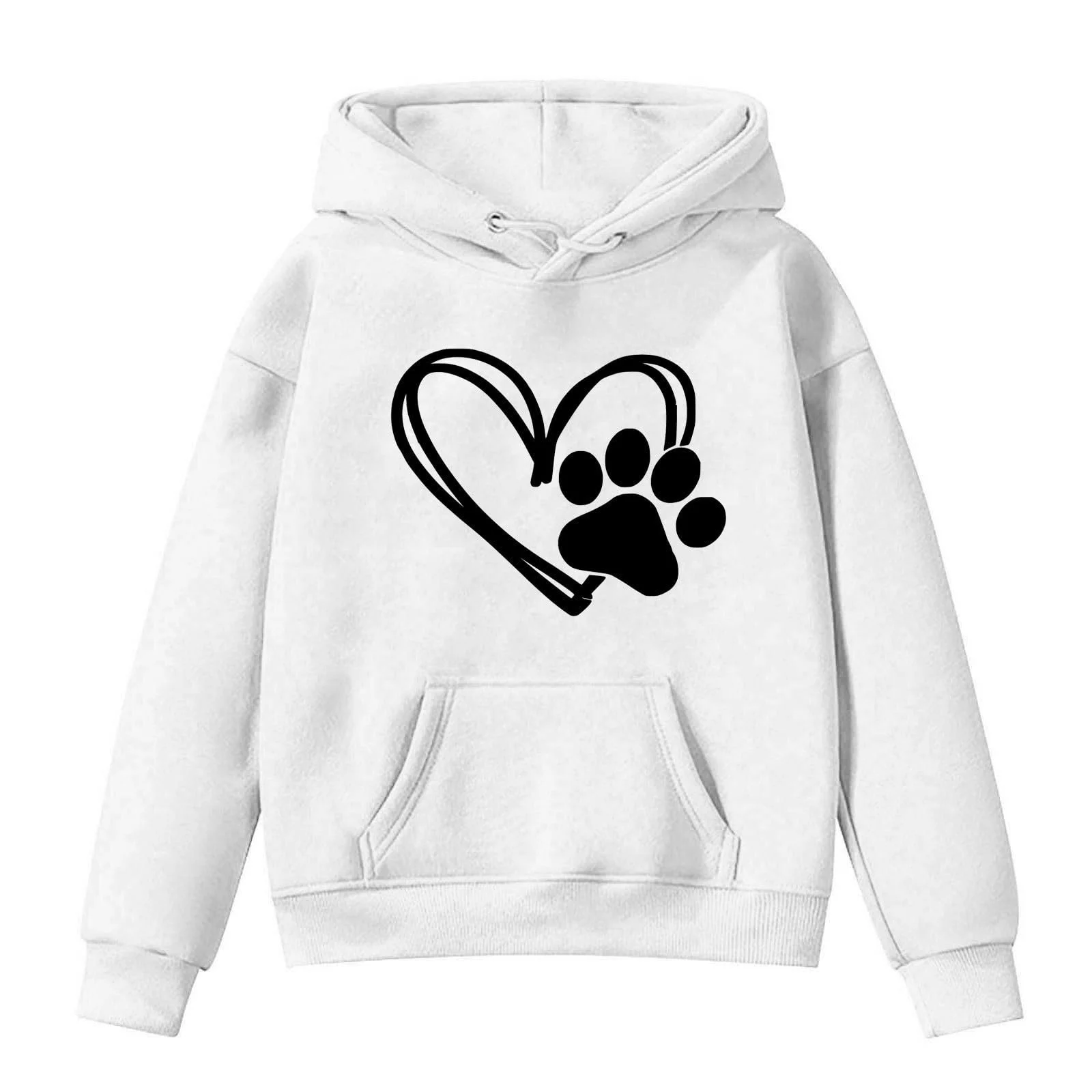 Худі AEGJEGVD Унісекс з принтом серця з собачою лапою, фото №1