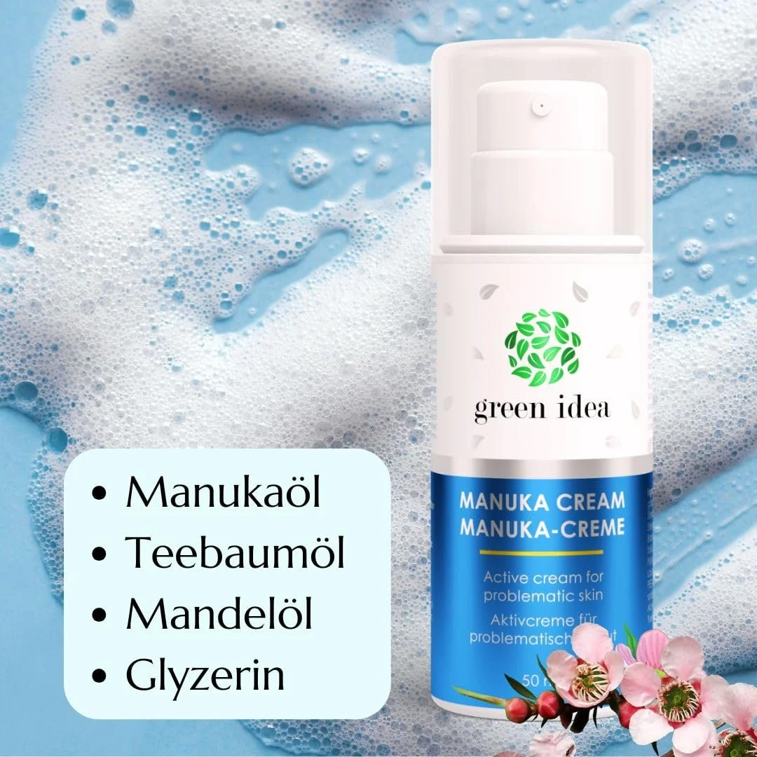 Крем для обличчя Green idea Manuka Acne проти прищів з олією чайного дерева та манукою 50 мл, фото №3 Крем для обличчя Green idea Manuka Acne проти прищів з олією чайного дерева та манукою 50 мл, фото №3