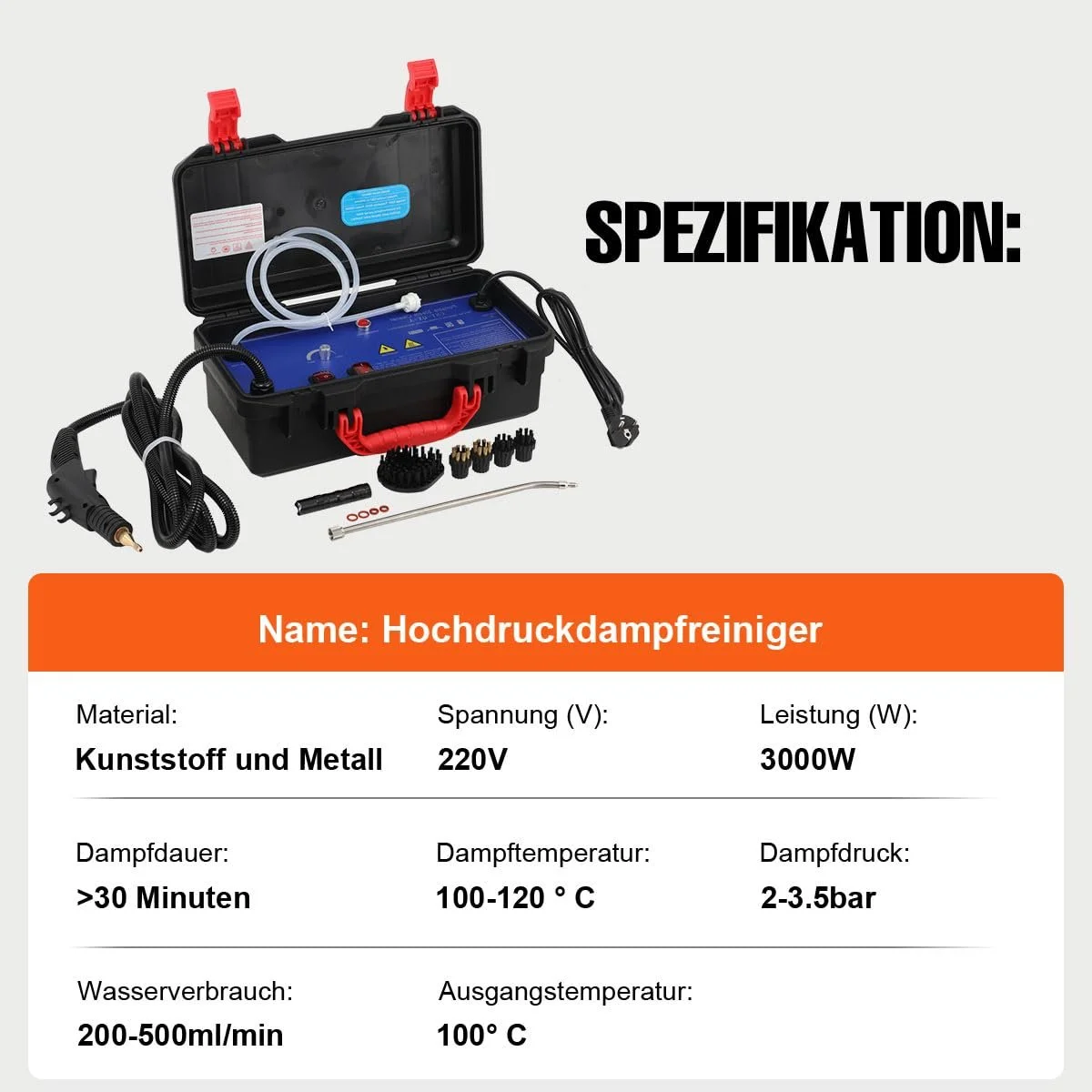 Портативний пароочисник високого тиску 220 В 3000 Вт ручний професійний, фото №3 Портативний пароочисник високого тиску 220 В 3000 Вт ручний професійний, фото №3