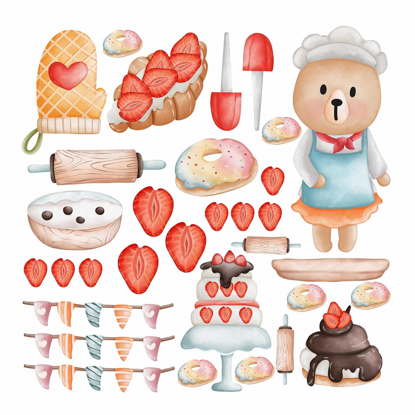 Наклейка на стіну GRAZDesign Дитячий кухонний набір з полуницею 57 x 57 см, фото №2