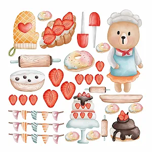 Наклейка на стіну GRAZDesign Дитячий кухонний набір з полуницею 57 x 57 см synthetic.ua - Фото 1