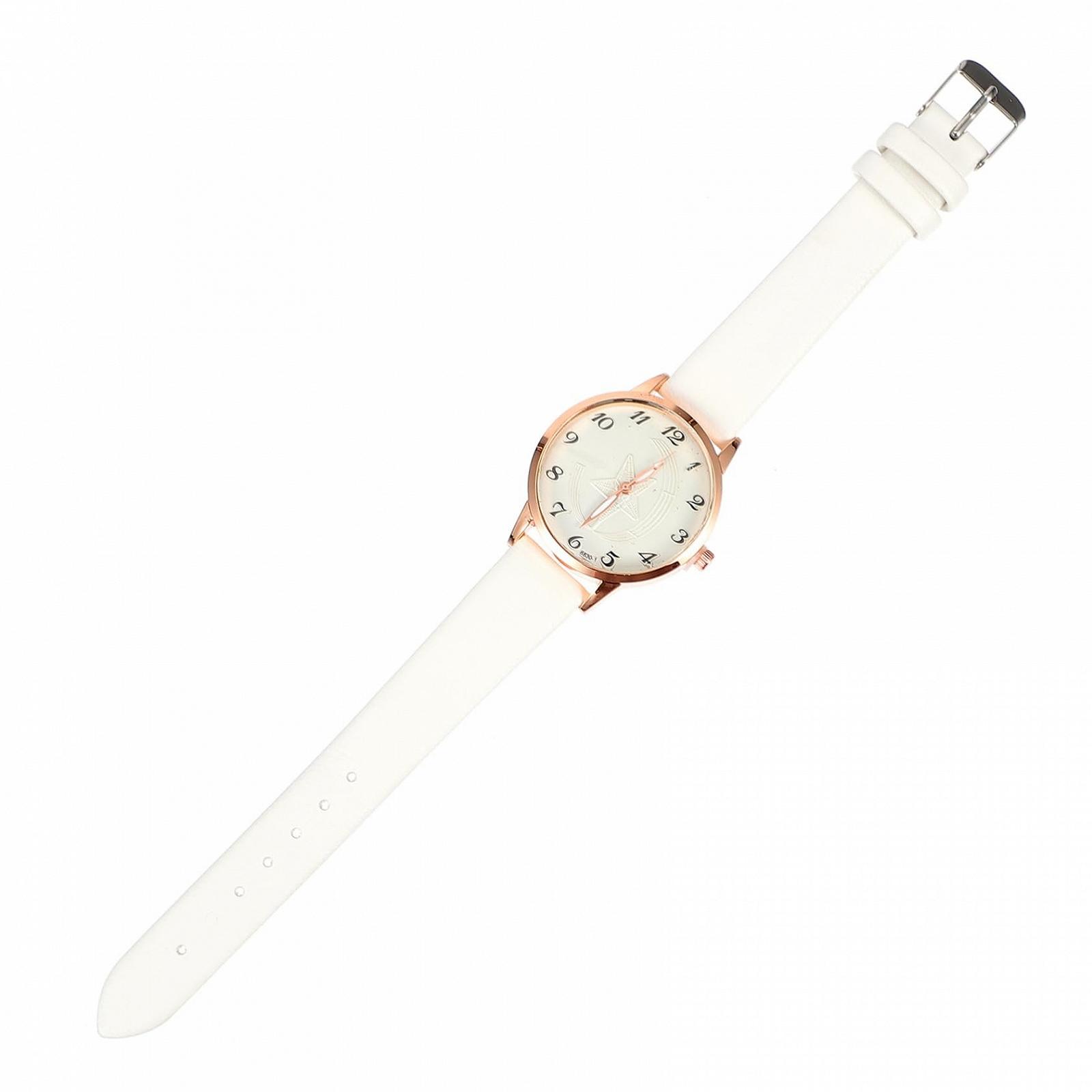 Женские Часы Healvian Тонкие Золотые с Кожаным Ремешком PU Искусственная Кожа Белый, фото №1