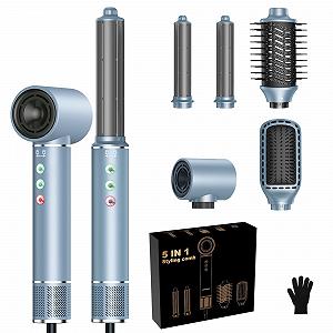 Стайлер для волосся 5-в-1 Airstyler з двигуном 110,000 rpm, функцією фена, іонізацією 320 млн та насадками для завивки Light Quiet - Фото 1