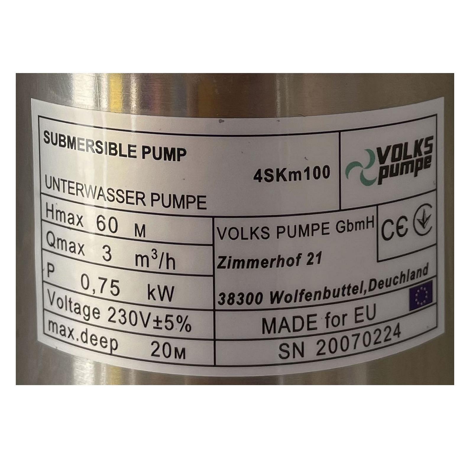 Насос свердловинний вихровий VOLKS pumpe 4SKm100 0,75кВт кабель 15м пульт, фото №5