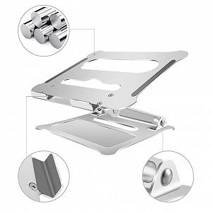 Подставка для ноутбука Tofficu складная алюминиевая регулируемая по высоте серебряная synthetic.ua - Фото 1
