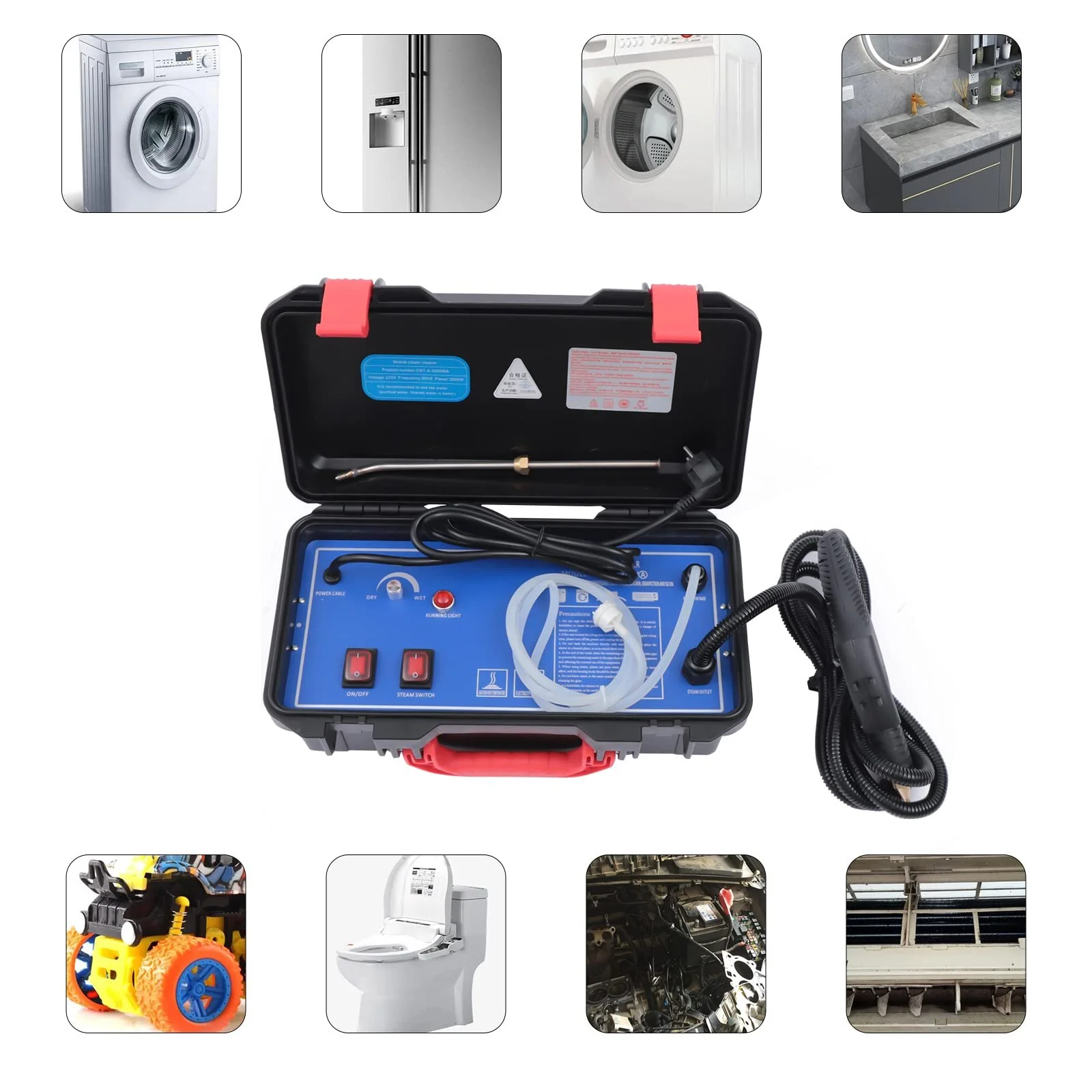 Пароочисник ручний портативний 3000W 120°C 3-в-1 43 x 23 x 19 cm, фото №3 Пароочисник ручний портативний 3000W 120°C 3-в-1 43 x 23 x 19 cm, фото №3