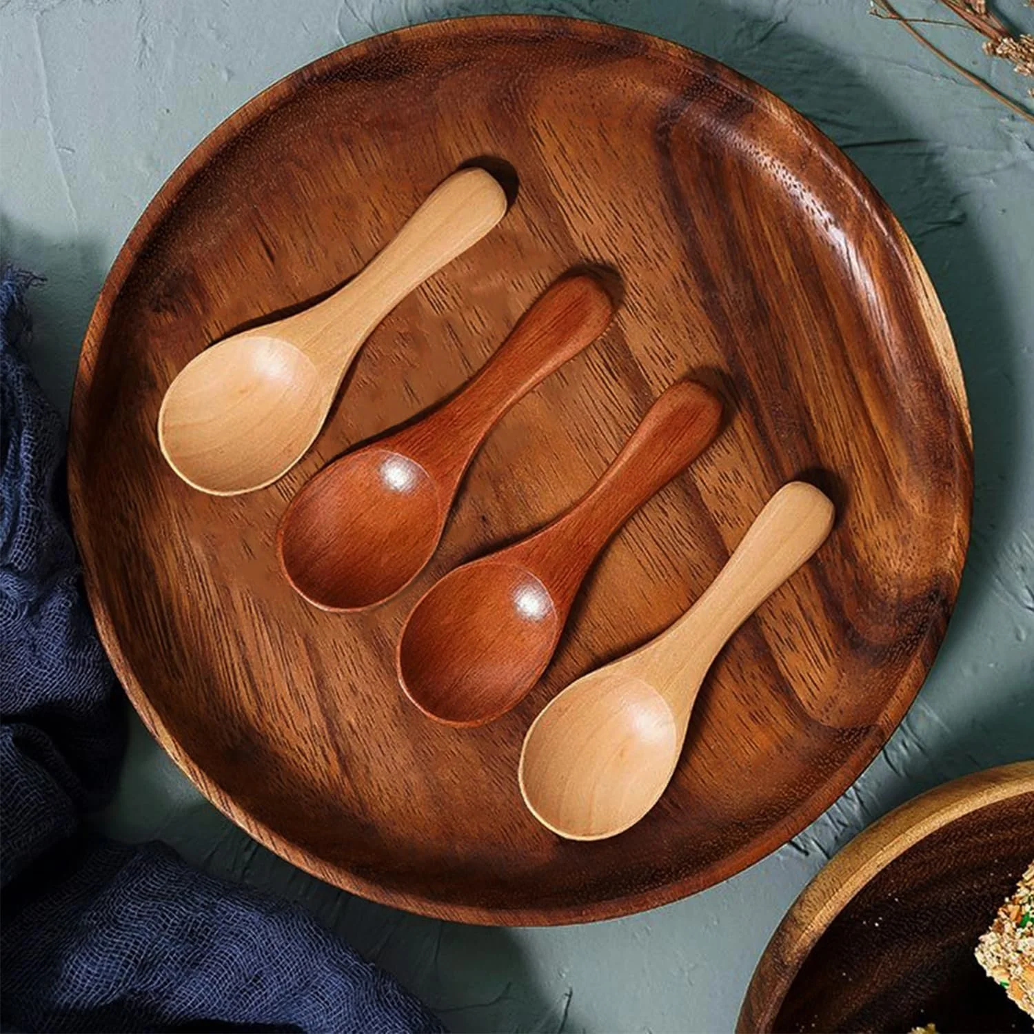 Ложка Дерев'яна ZFKXGS для Меду Набір з 8 штук 9.5 x 3.3 см Бежевий/Темно-коричневий, фото №5