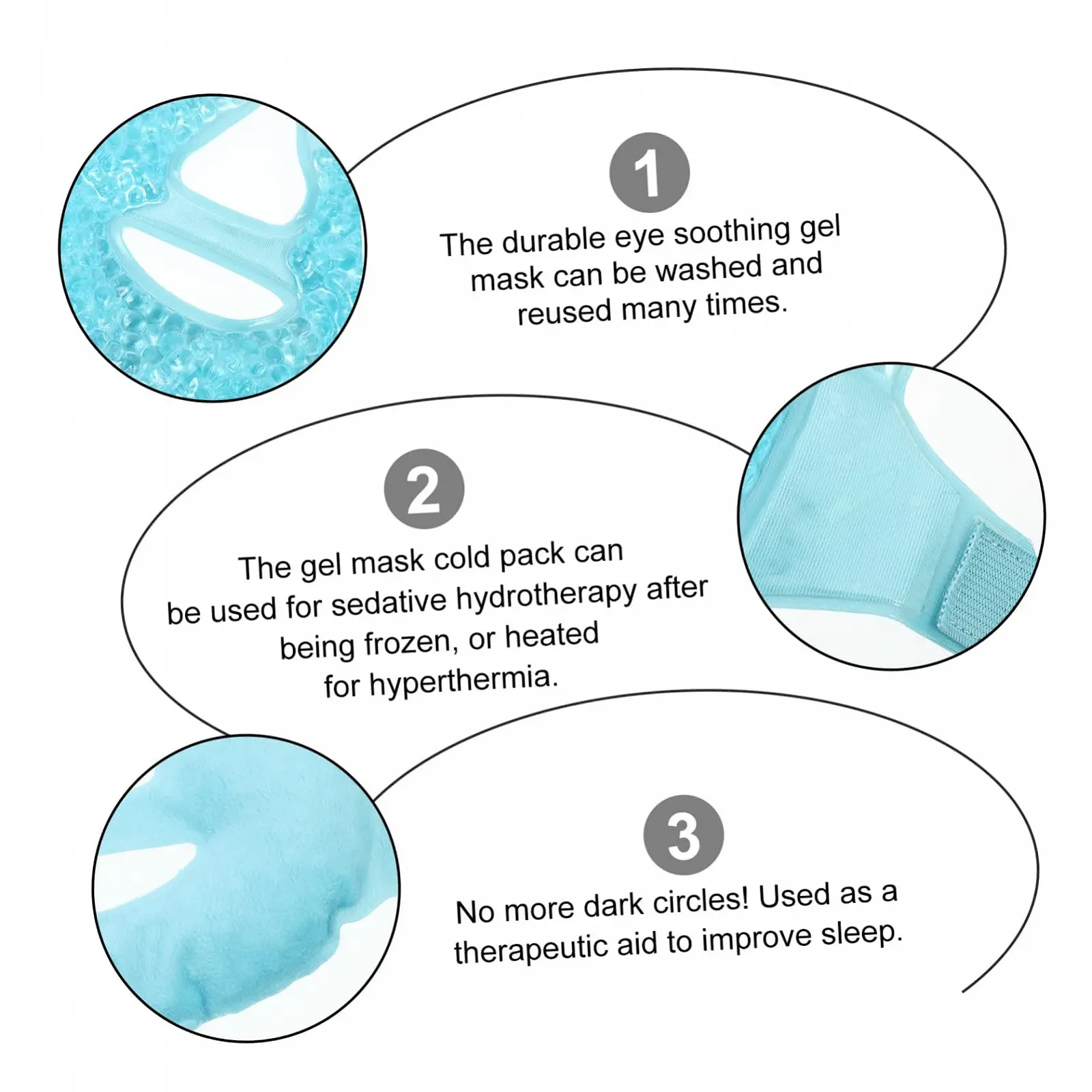 Гелева маска для обличчя Багаторазова для жінок для зменшення набряків, темних кіл, фото №6