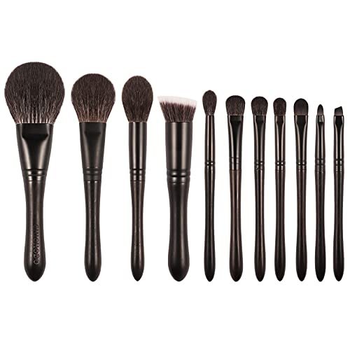 Набір кистей для макіяжу KAYLRE Professional Luxury Black, 11 шт., з волосу лисиці, кози та синтетичного волокна, фото №2