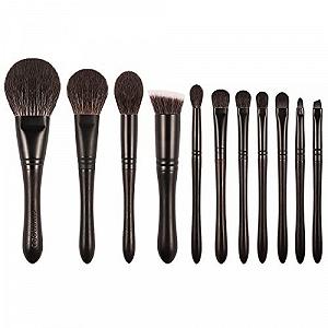 Набір кистей для макіяжу KAYLRE Professional Luxury Black, 11 шт., з волосу лисиці, кози та синтетичного волокна synthetic.ua - Фото 1