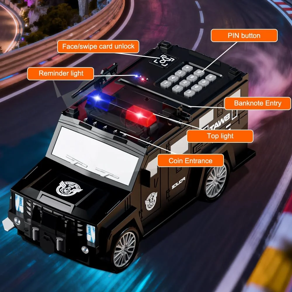 Скарбничка-іграшка Police Car грошовий транспортер з кодовим замком та автоматичним купюроприймачем, фото №4