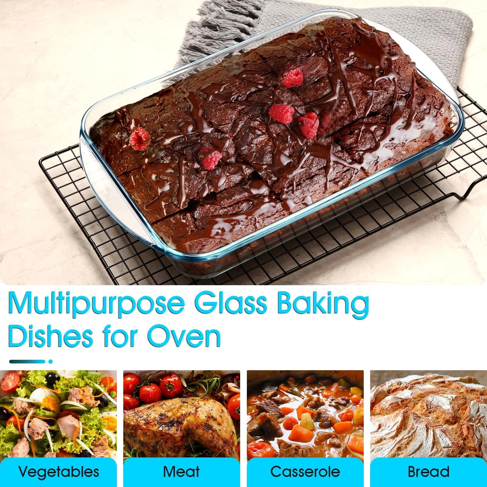 Форма для запекания NUTRIUPS стеклянная прямоугольная 2.6 л 35 x 23 x 5.5 см, фото №5