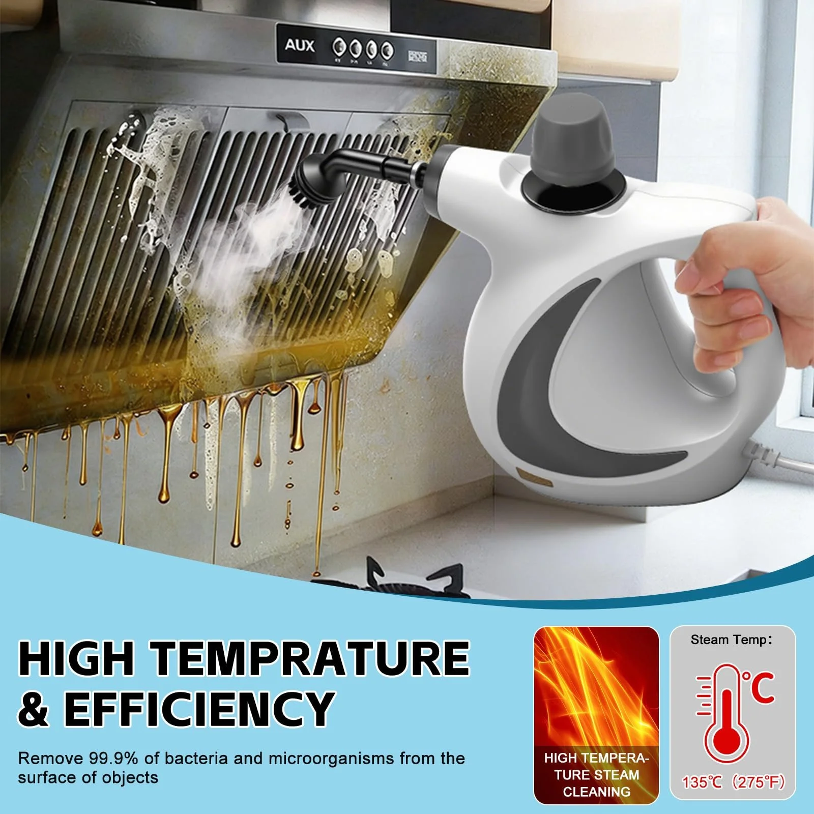 Ручний пароочисник 350 мл 3.2 Бар 13 аксесуарів, фото №2