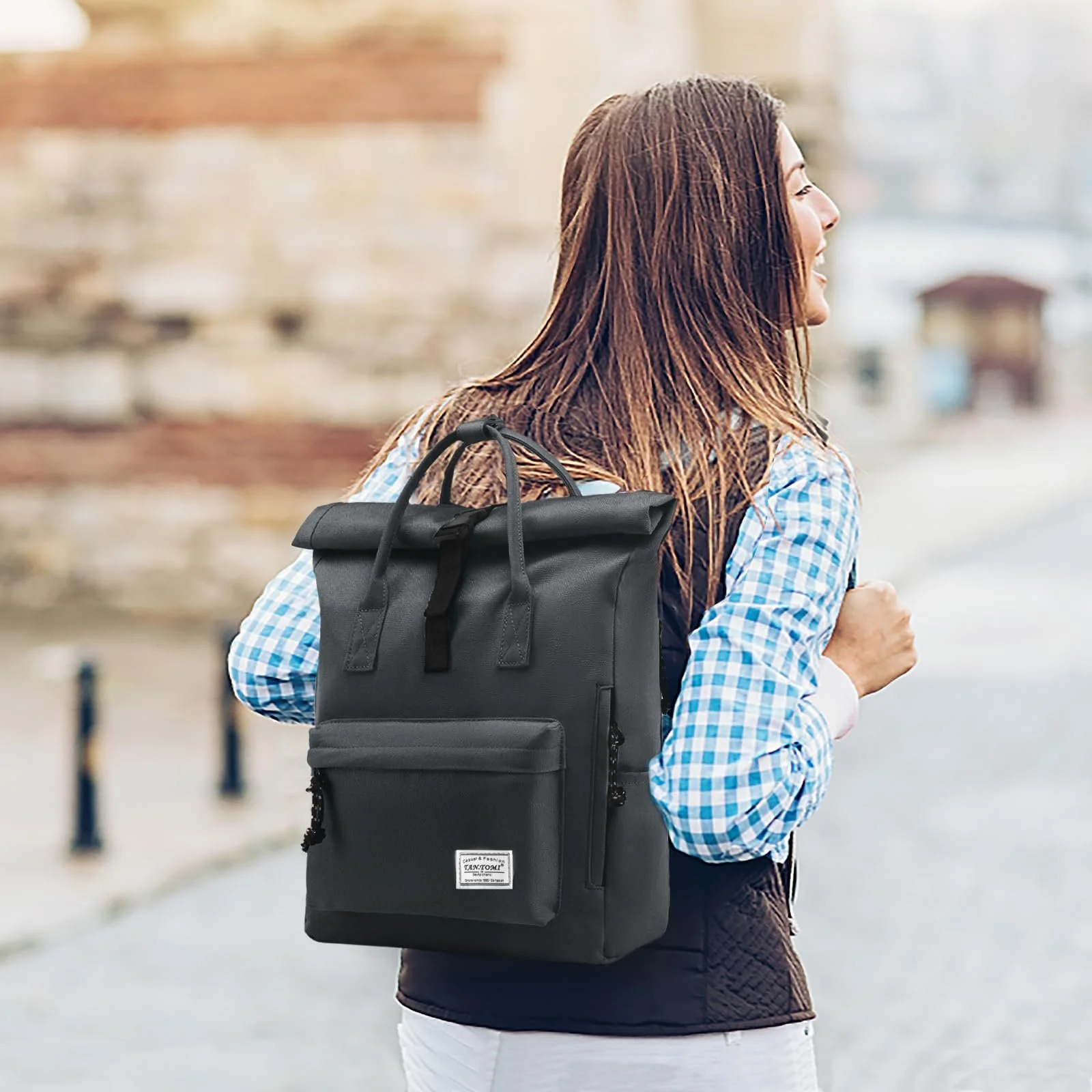 Рюкзак для ноутбука TANTOMI 15.6 дюйма Rolltop Waterproof, фото №9 Рюкзак для ноутбука TANTOMI 15.6 дюйма Rolltop Waterproof, фото №9