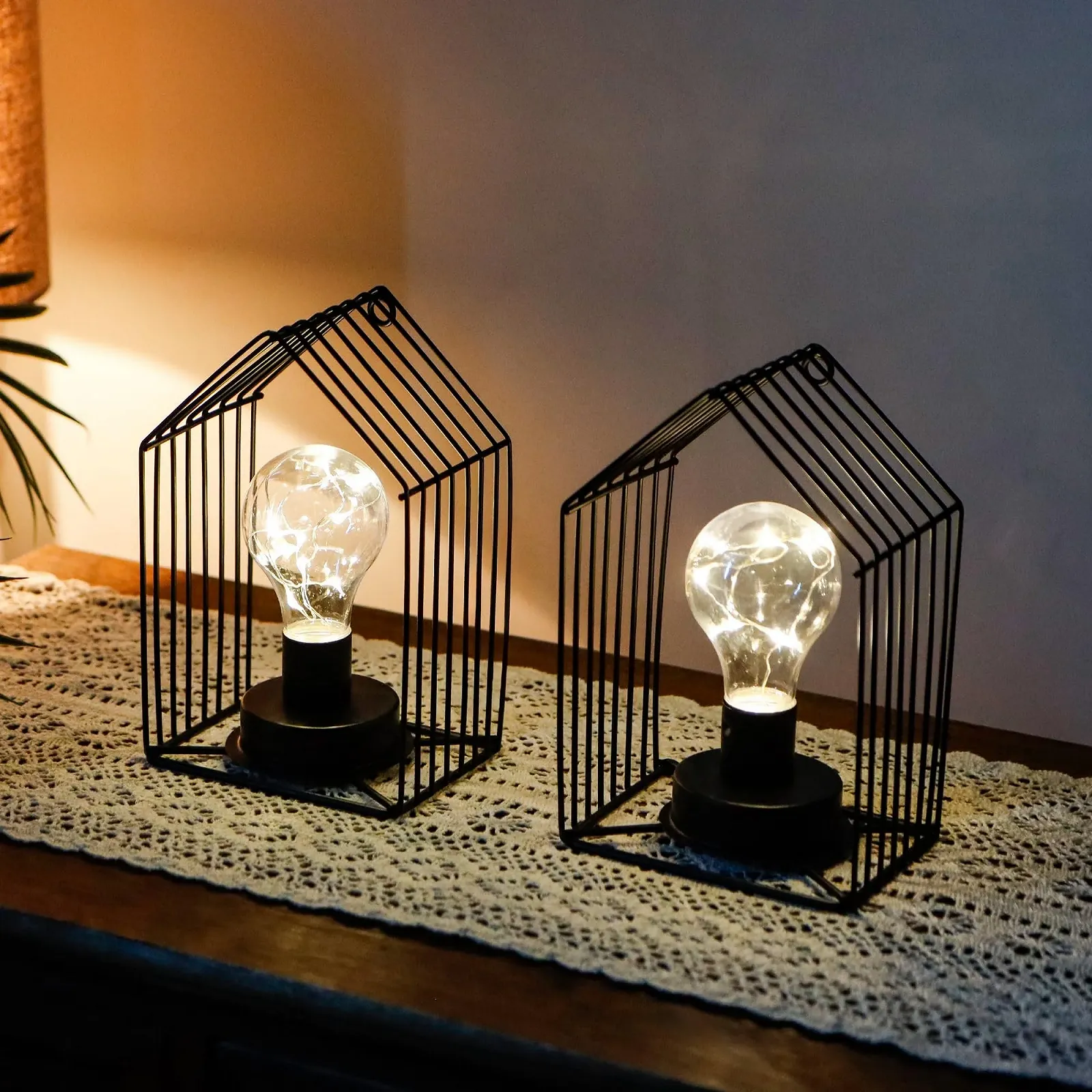 Настільна лампа JHY DESIGN Vintage 16 см Таймер 6 годин Чорна вежа (2 шт), фото №6