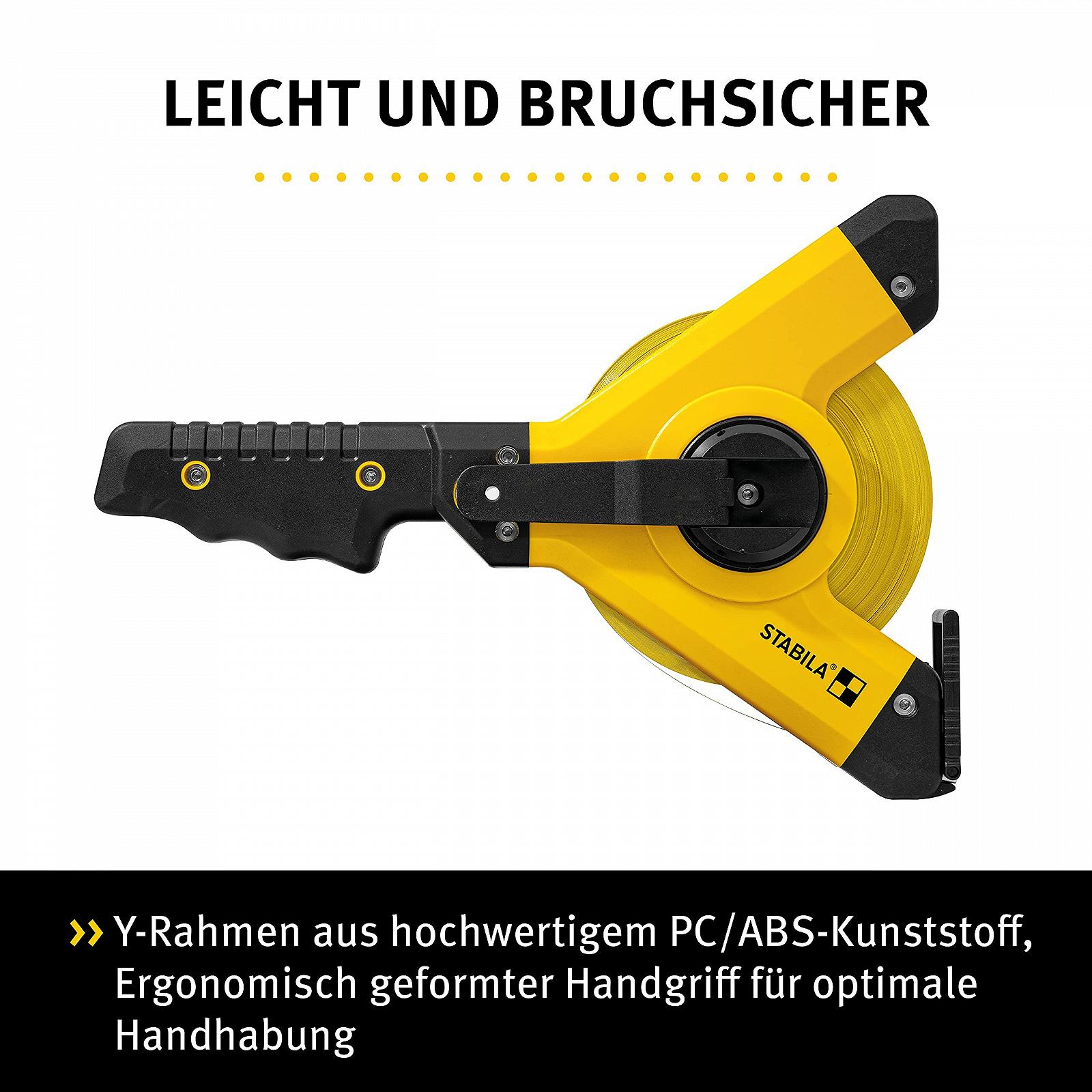 Рулетка в корпусі Stabila LBM 1000 STEEL, 50 м, чорний/жовтий, фото №2