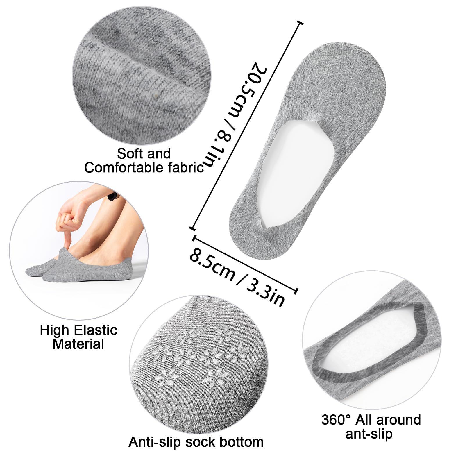 Женские носки-невидимки Хлопок 35-39 (6 пар), фото №3