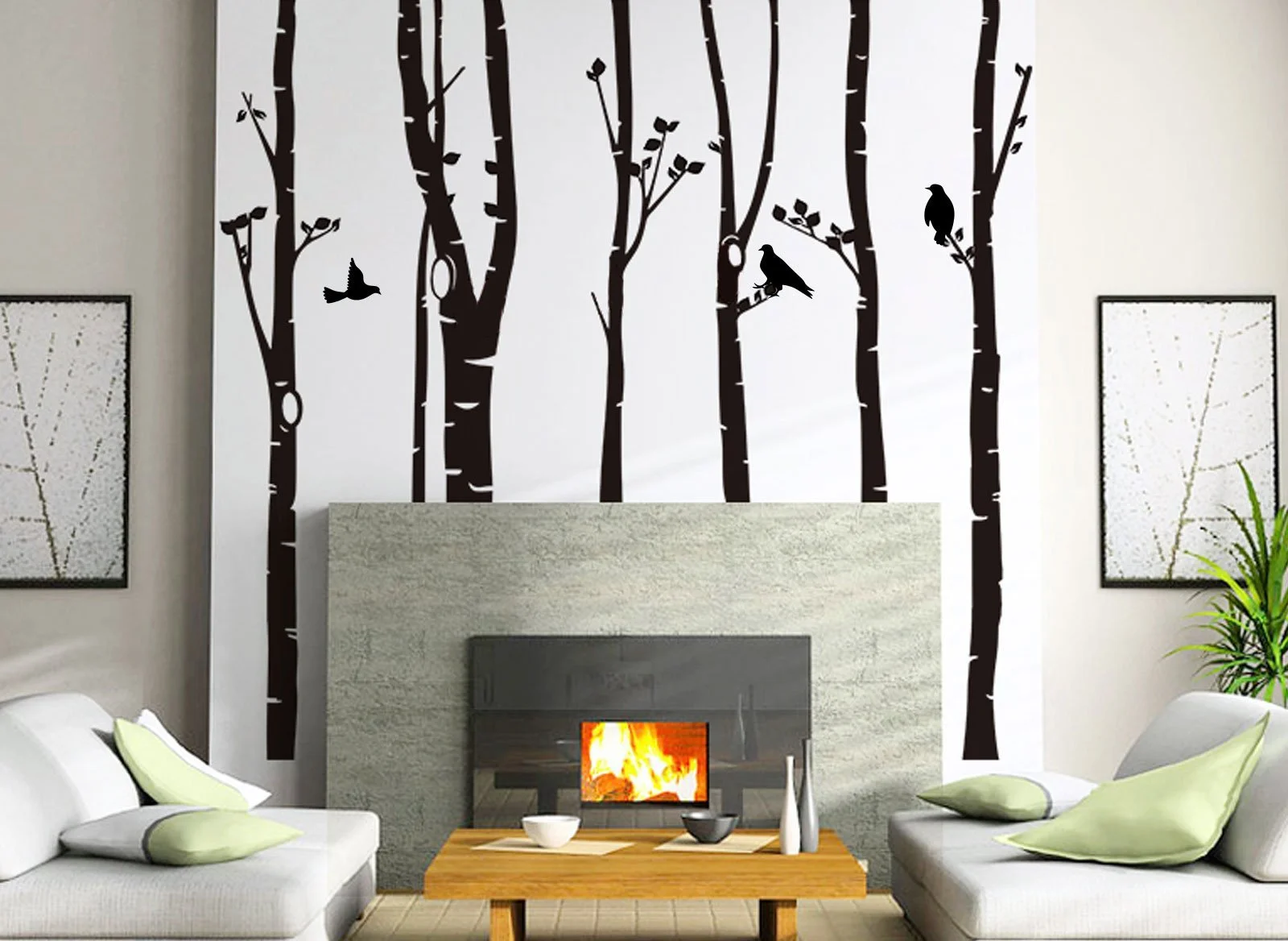 Наліпка W3327 XXL Березові стовбури 267 x 250 см Біла, фото №4