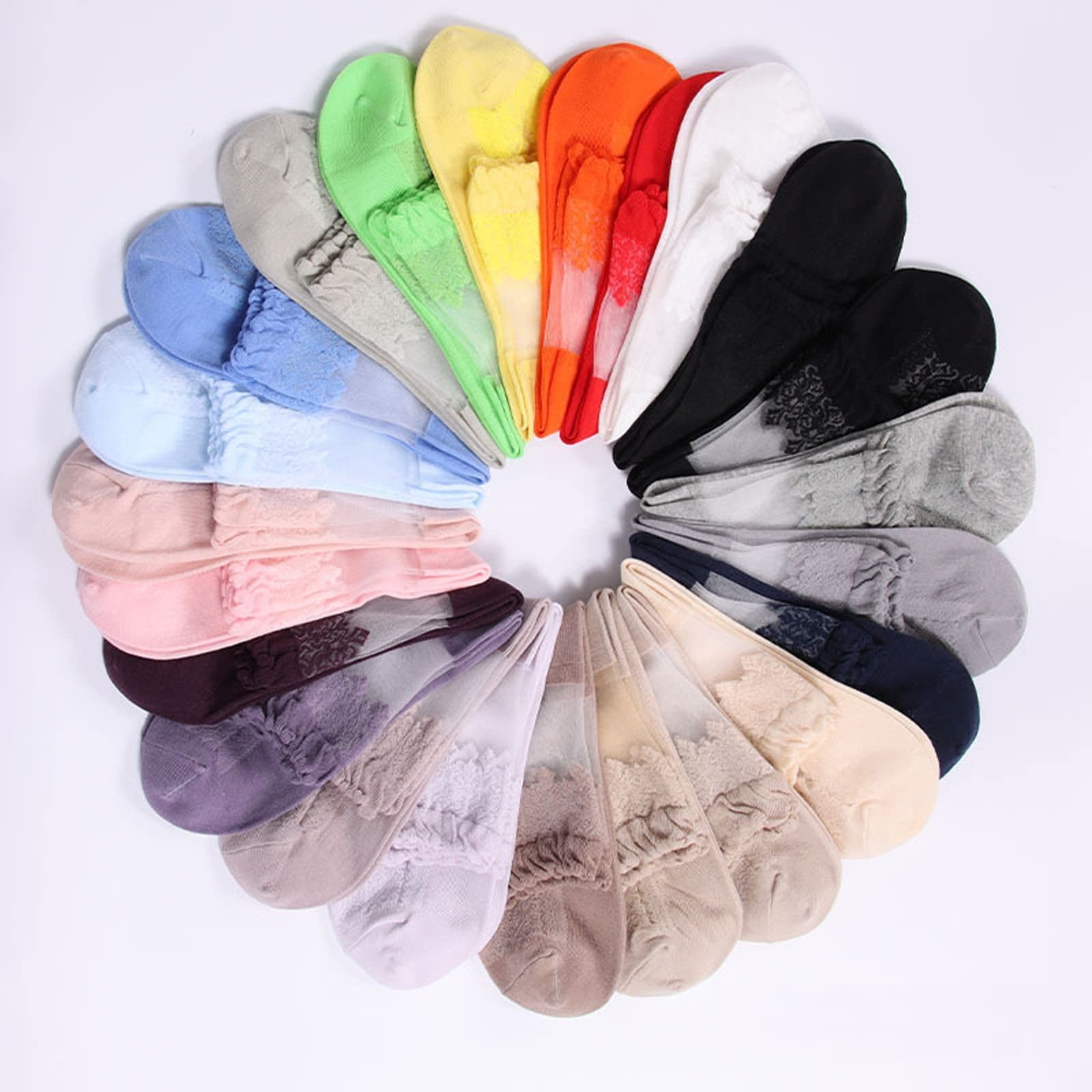 Женские носки с кружевом-рюшами Прозрачные красивые кружевные носки Короткие тонкие чулки Дышащие однотонные кружевные носки Летние носки Эластичные носки Модные кружевные нейлоновые носки, фото №4