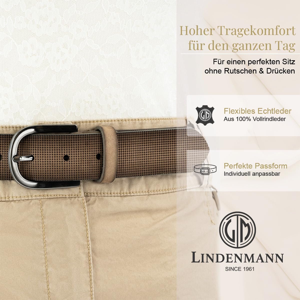 Ремень Женский LINDENMANN Из натуральной кожи Коричневый, фото №2