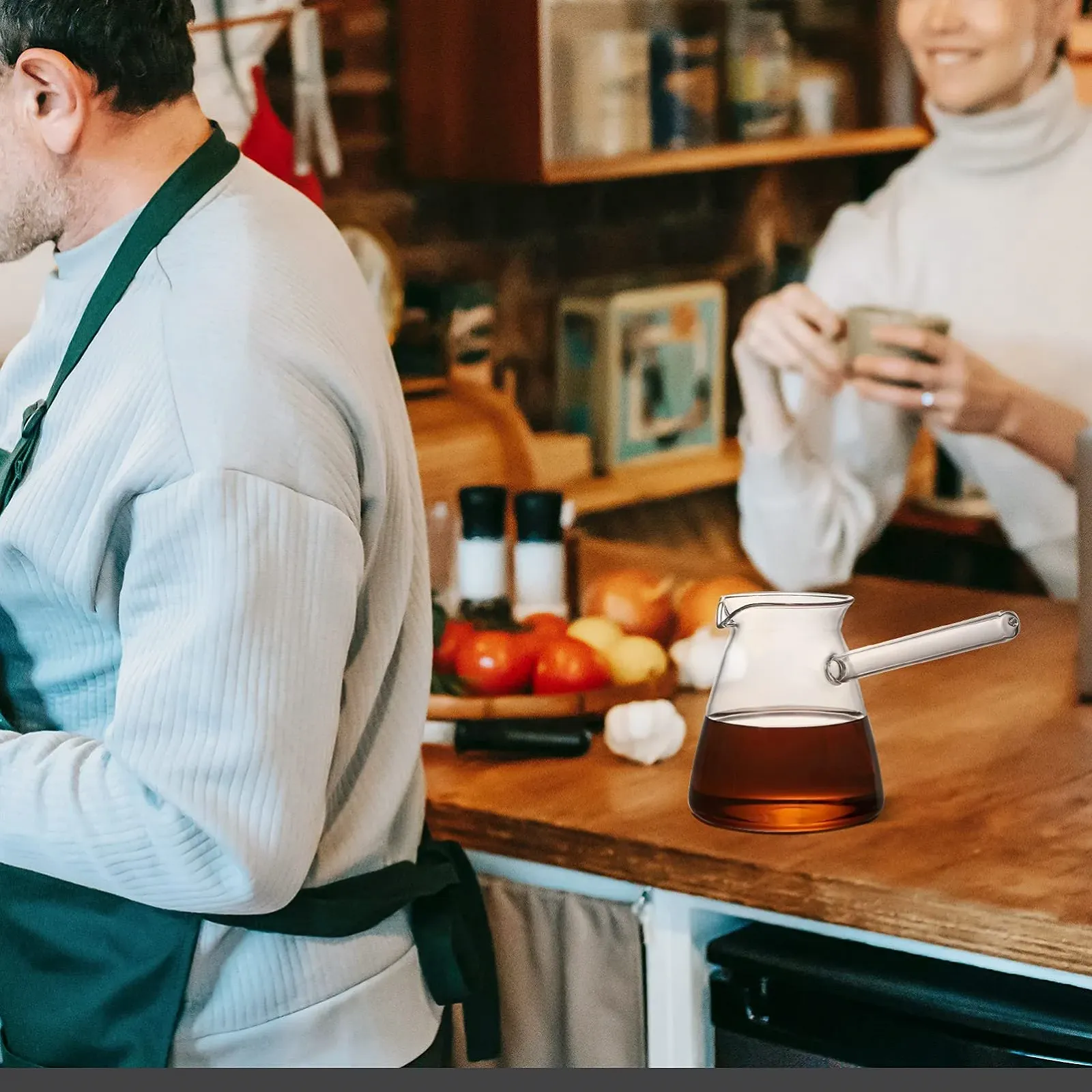 Турка HEMOTON 2 шт. Скляна для молока, грецької, арабської кави, ручної роботи, османська, кована Cezve Jezve Ibrik Briki, фото №4