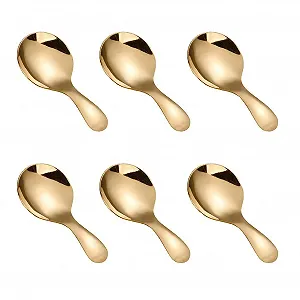 Ложка Чайная из нержавеющей стали Маленькая 6 шт Золотой - Фото 1