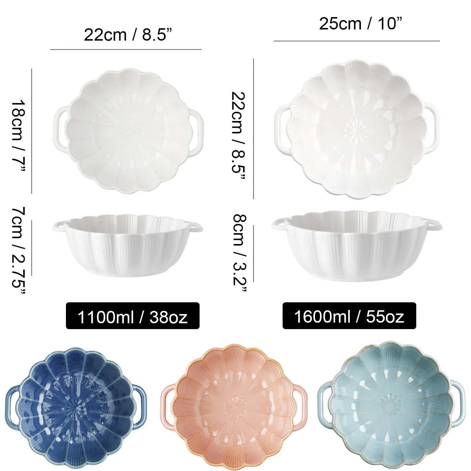 Форма для запекания керамическая глубокая круглая с ручкой 1100 мл Зеленая, фото №3